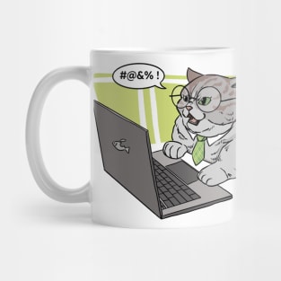 Cat work hard office notebook Mug